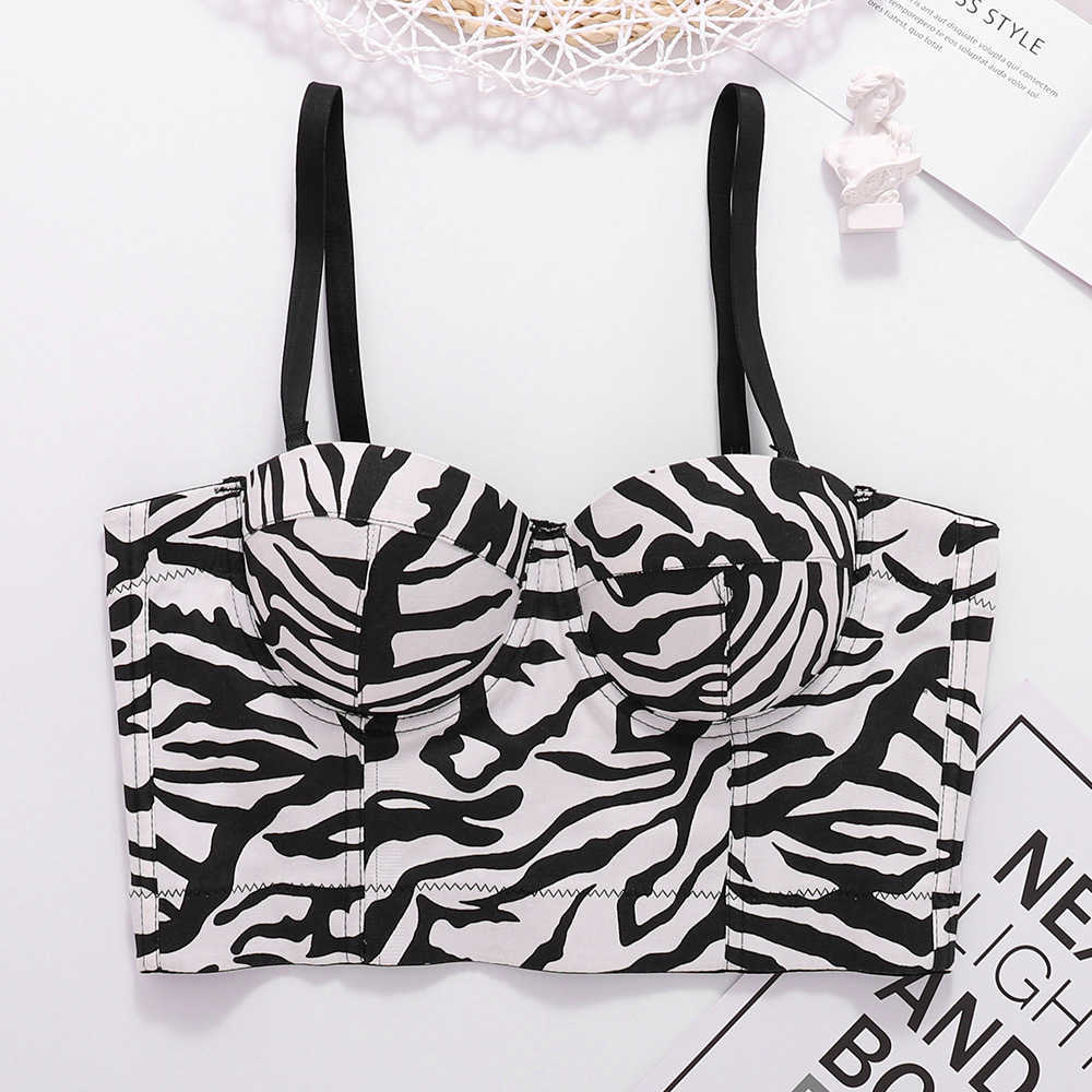 

Zebra pattern suspenders wear women's body shaping blouse; beautiful girls fry street stage performance; strapless vest, Zebra stripes
