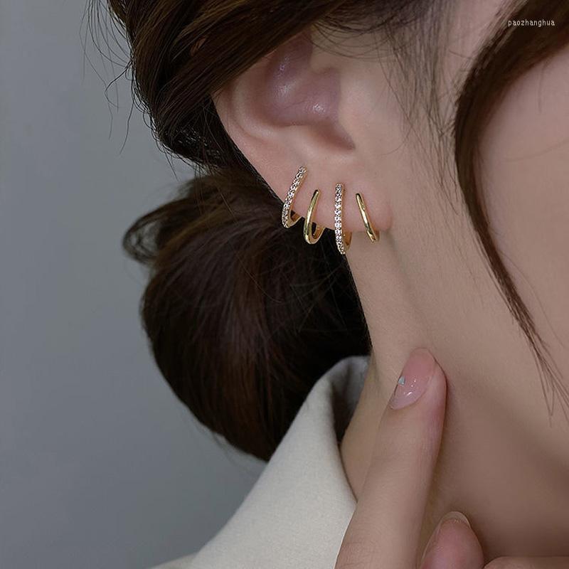 

Hoop Earrings Four Claw Ear Zircon Cold Wind High-end Design Shiny Diamond Curved Drcoration For Women