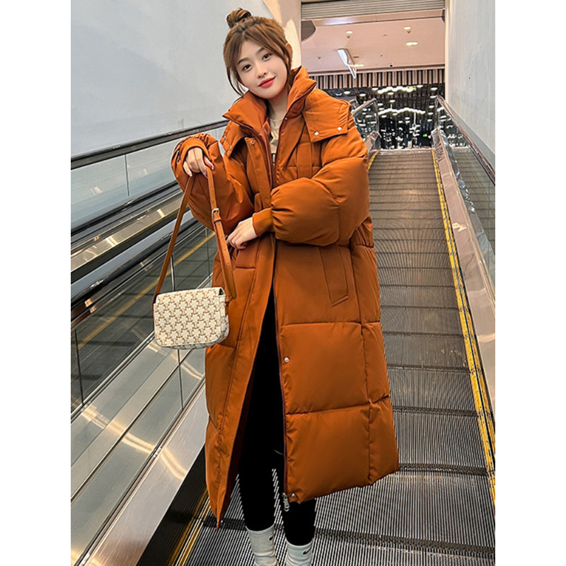 

Women's Down Parkas Winter Fashion Long Women Female Casual Loose Windproof Coat Korean Version Solid Hooded Thicken Warm Jackets 221207, Black