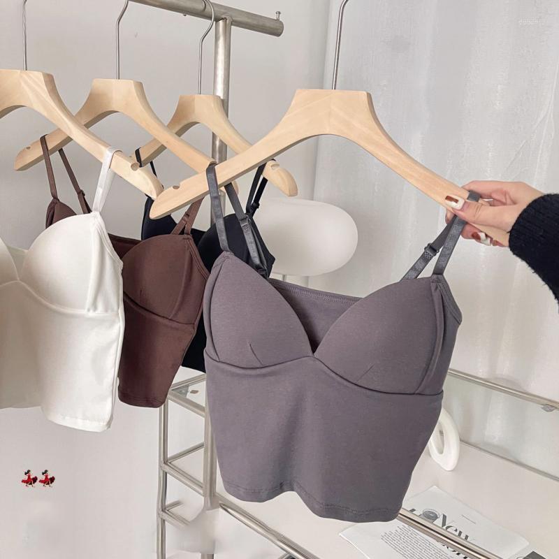 

Camisoles & Tanks Women's Top Underwear Hyperelastic Sleeveless T-shirts Soft Lingerie Female V-neck Fixed Chest Pad Vest Casual Tees, Black top