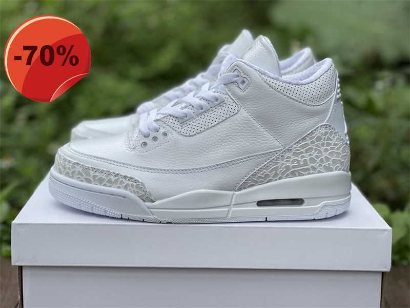 

High shoes Brand Shoes Top Quality Jumpman 3 3S Triple White Men basketball Luxury designs Fashion leather Sports running Trainer Sneaker 136064-111, With original logo