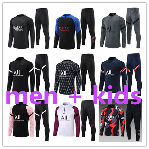 

21 22 23 psgs tracksuits training Messis mbappe chandal tuta jerseys maillot Soccer football retro kit survetement foot men and kids