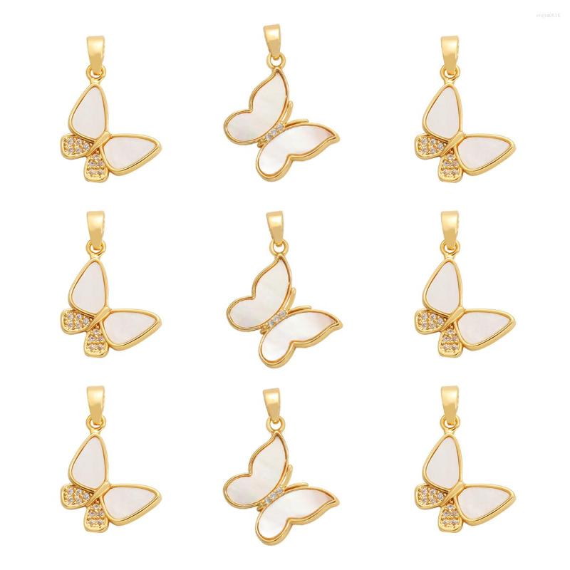 

Charms 1Pc Fashion Cute Gold Plated Butterfly Charm Pendant Natural Shell Zircon Rhinestone Women Necklace Earring DIY Jewelry Making