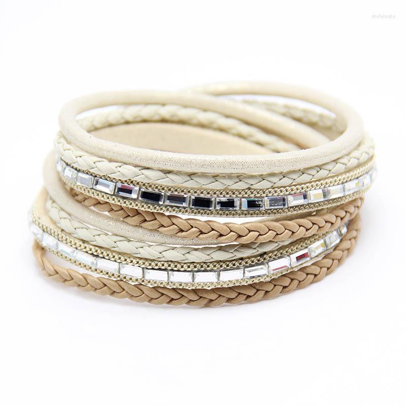 

Link Bracelets Vintage Bohemia Multi-layer Braid Leather Bracelet For Women Fashion Ethnic Style Female Hands Bangle Jewelry 2022