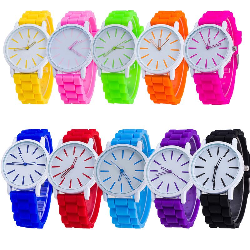 

Wristwatches 10 Pieces Simple Leather Brand Geneva Casual Quartz Watch Women Crystal Silicone Watches Relogio Feminino Wrist, 10 color