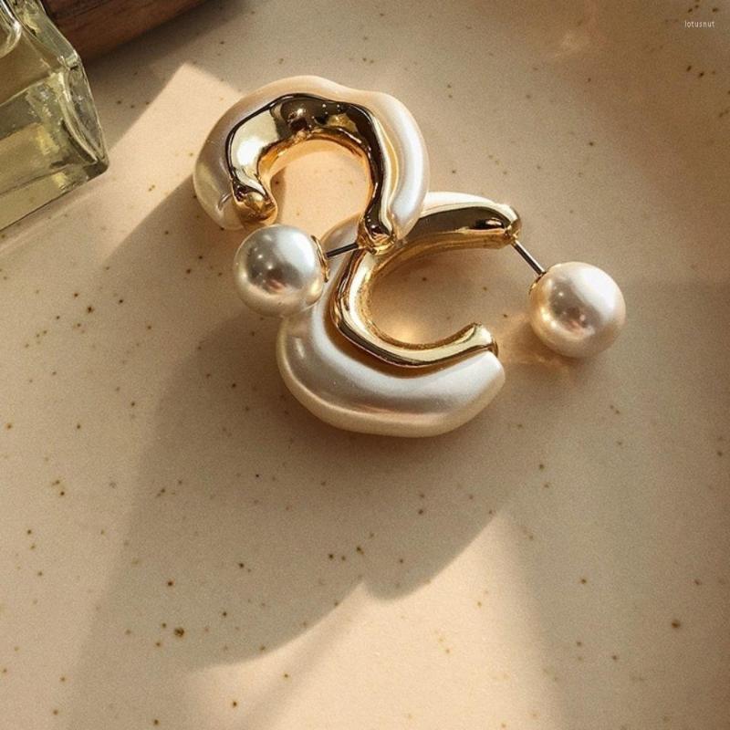 

Hoop Earrings 2022 Irregular Pearl For Woman Korean Fashion Jewelry Unusual Accessories Gothic Party Girls