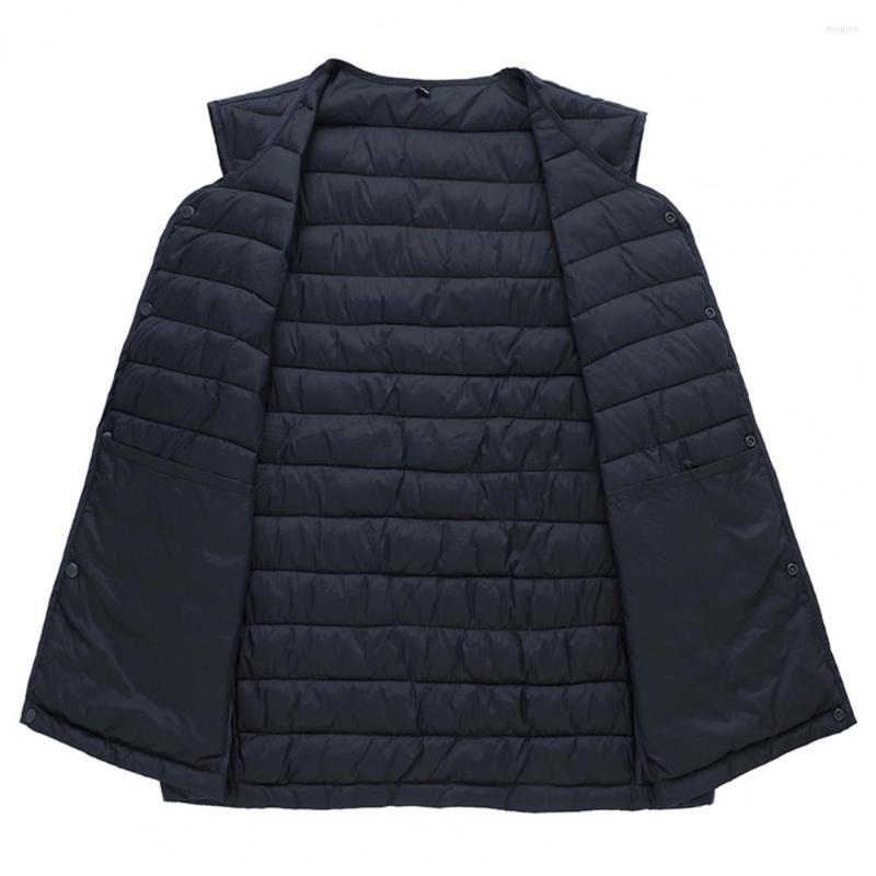 

Men's Vests Men Coat Chic Outwear Padded Pure Color Winter For Dating Waistcoat, Black