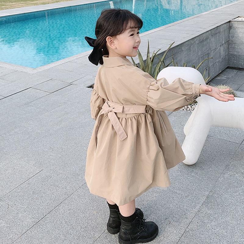 

Coat Girls Windbreaker Jacket For Fall 2022 Mid-length Baby Girl Solid Color Spring Loose, Beige