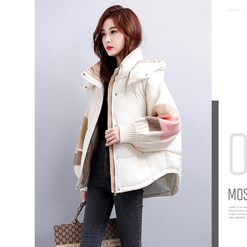 

Women's Down Women Milky White Parka Jacket Splicing Baggy Winter Waterproof Thicken Duck Feather Female Puffer Coat Hooded Outwear, Khaki