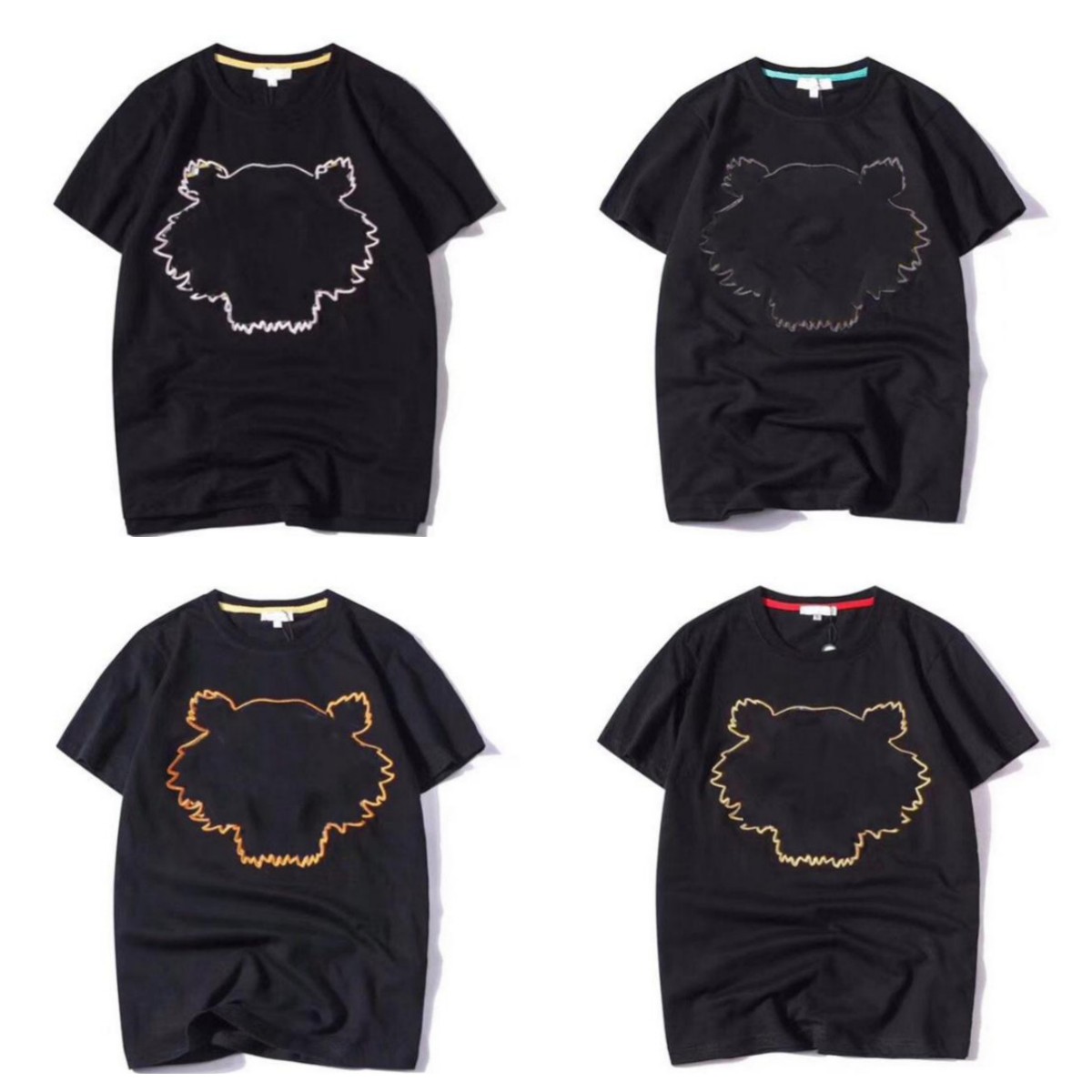 

Mens designer shirts Summer t shirt Short sleeve Brand high O-Neck Multicolor Tiger head pattern Chest Letter Embroidery Tees Cotton Size -XXL Streetwear Tshirts