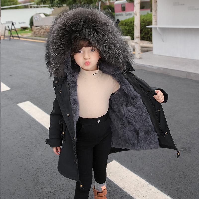 

Women's Fur & Faux Kids Parka Coat Winter Warm Rex 2022 Arrivals Long Style Outerwear Jackets For Boys And Girls 2-15 Years, Case khaki liner