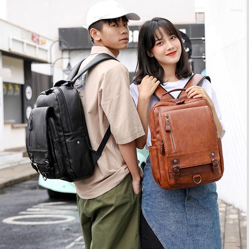 

Backpack Women's Leather Fashionable Plaid Travel Pack Mini Laptop Vintage Sheepskin Korean Men's Small Black, Brown trumpet