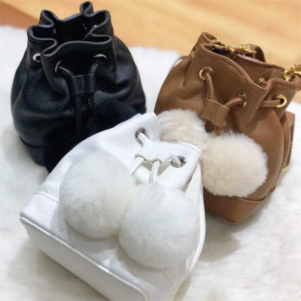 

Evening Bags Drawstring Evening Bags 2023 Version Autumn And Winter Cute Wool Ball Small Bucket Bag Fashionable Western Lychee Grain Single Double, Black7