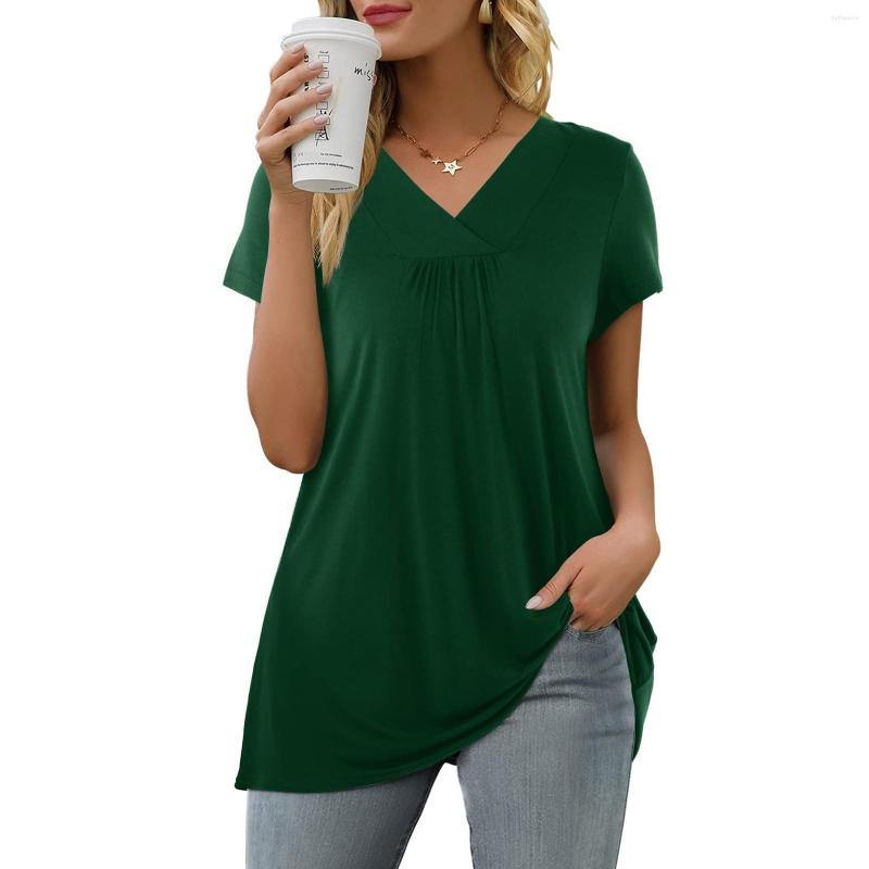 

Women' T Shirts Clothes For Summer Tops Women 2022 Trendy Fashion Shirt Short Sleeve Solid Loose Women' T-shirt Aesthetic Clothing, Green