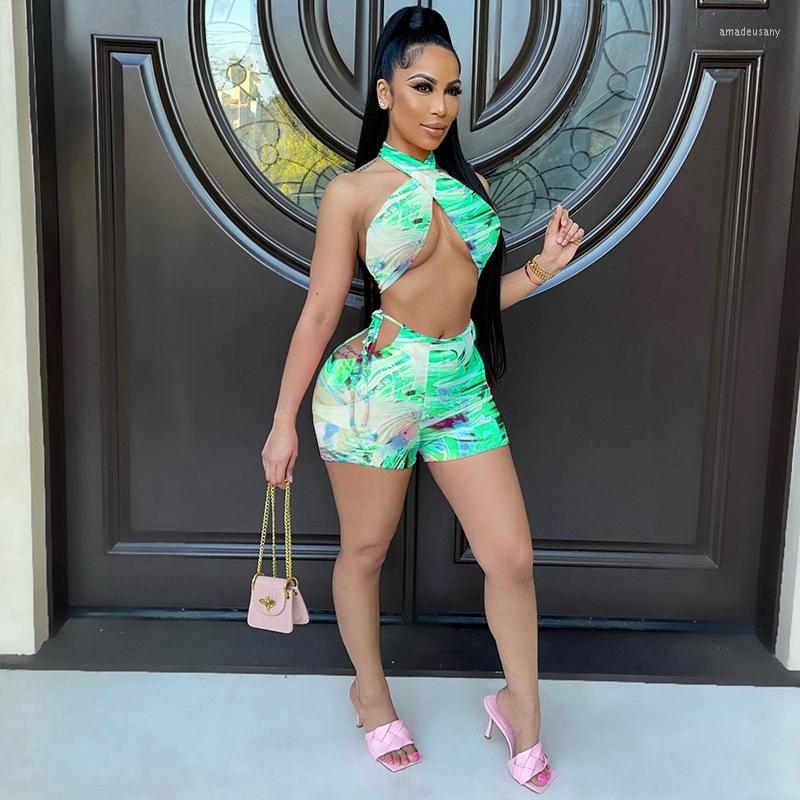 

Women's Tracksuits TNNAOFF Tie Dye 2 Piece Set For Women Birthday Club OutfitsOff Shoulder Crop Top Summer Sexy Hollow Biker Shorts Matching, Turquoise