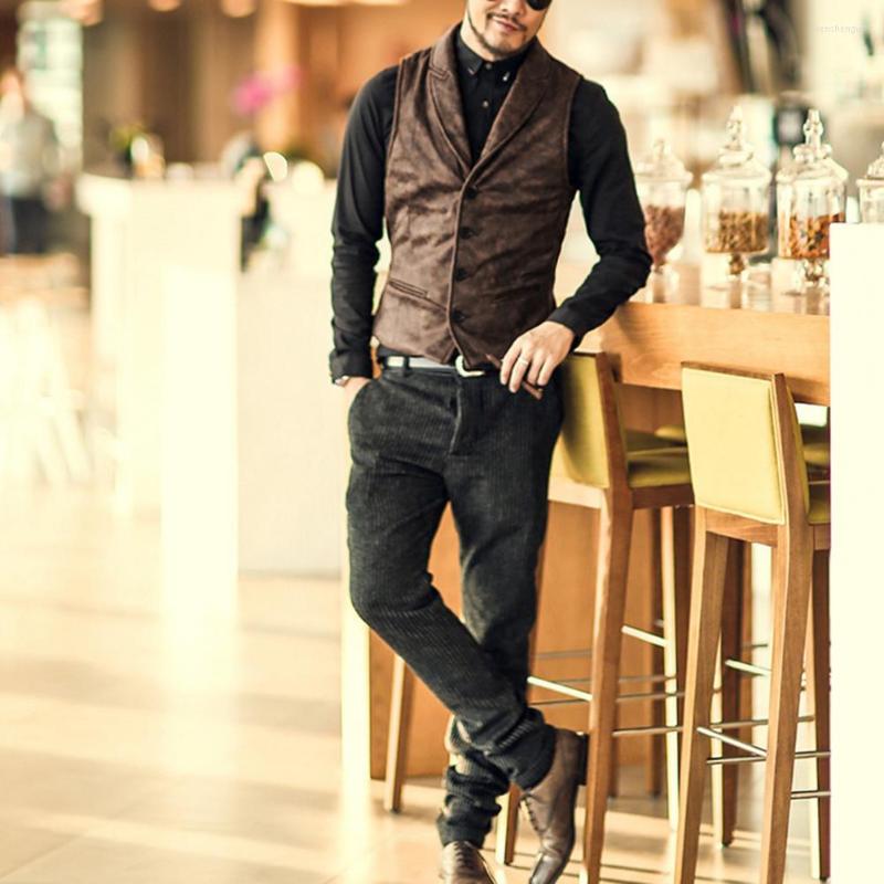 

Men' Vests Men Vest Temperament Single-breasted Korean Style Pure Color Back Belt Sleeveless Jacket Male Coat Streetwear, Black