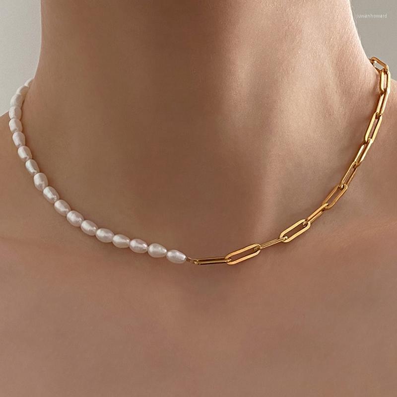 

Pendant Necklaces Little Chunky Chain And Pearl Necklace Choker White Real Beaded For Women 2022 Delicate Stainless Steel Jewelry