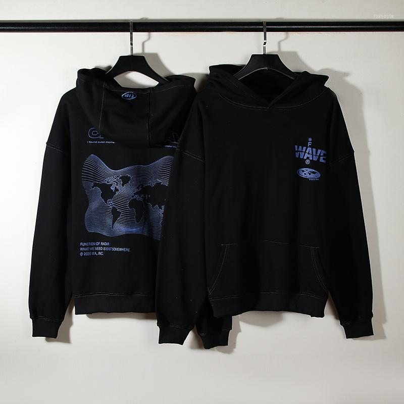 

Men's Hoodies FAR Map Print High Street Embroidery Men's And Women's Fashion Sports Hoodie, Black