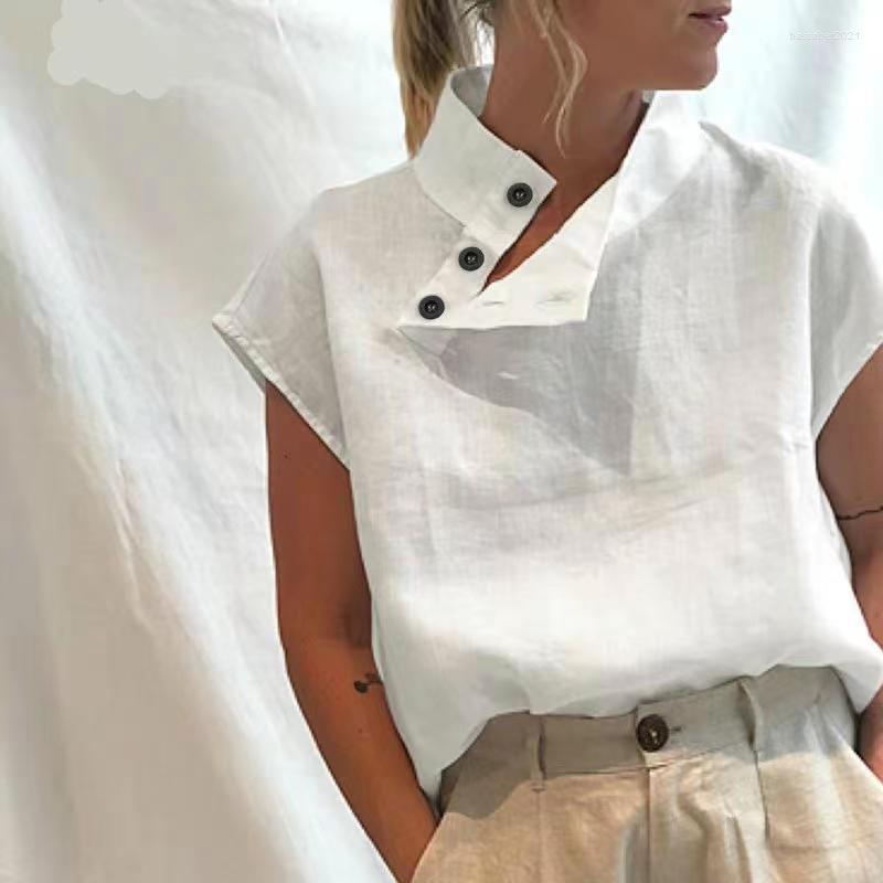 

Women's Blouses Blusas De Mujer 2022 Fashion Cotton Women's Blouse Loose Summer Short Sleeve Shirt Women White Female Clothing Tops, 02