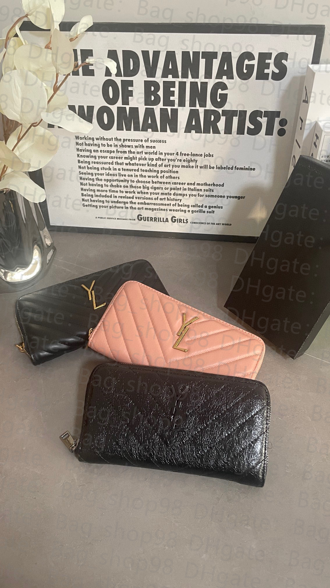 

Fashion Wallet Stripe Long Zipper Women Bag Poplar Forest Multicolor Bank Card Zero Wallet Large Capacity Designer Wholesale, Pink gold logo