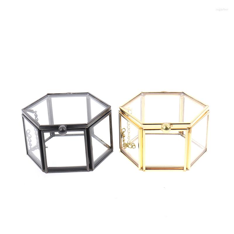 

Jewelry Pouches 1PC Geometrical Clear Glass Box Organize Holder Ring Necklace Bracelets Earrings Storage Accessories