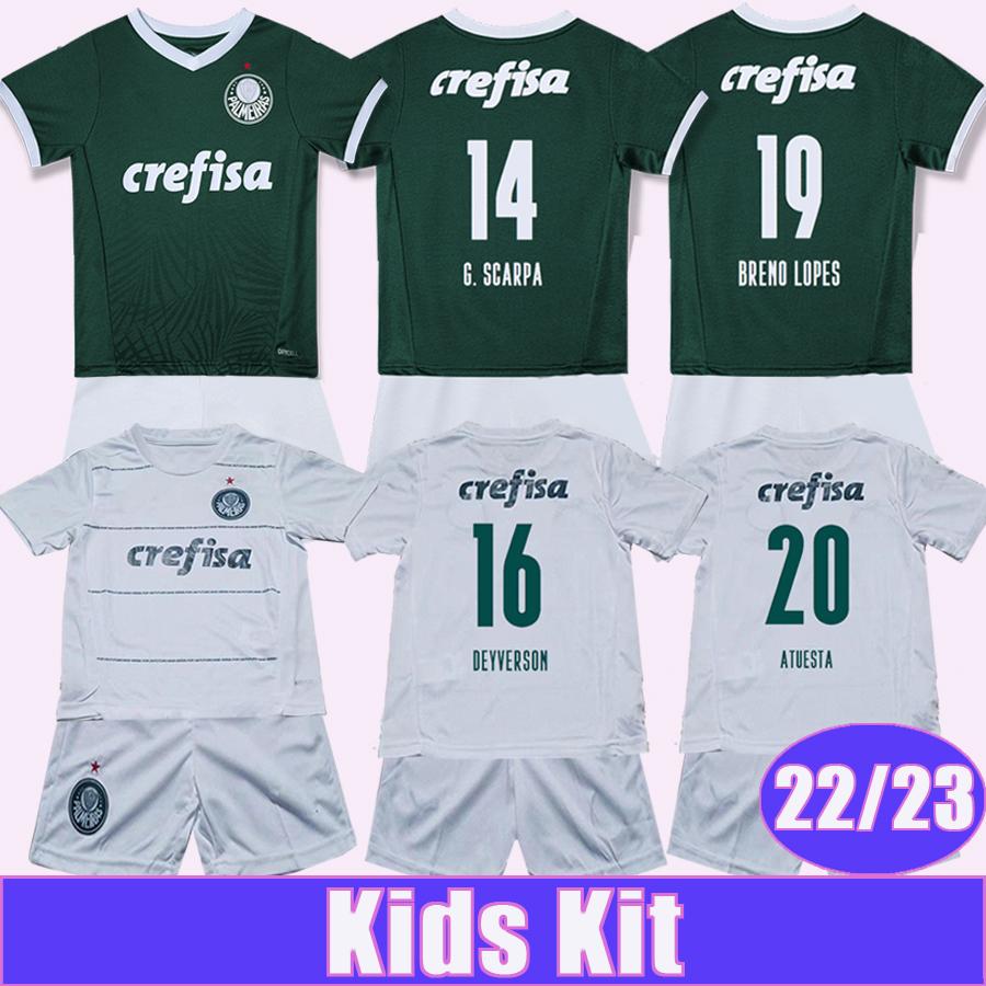 

22 23 Palmeiras Kids Kit BRENO LOPES R.VEIGA Soccer Jerseys DEYVERSON ATUESTA ZE RAFAEL G.VERON DANILO R.NAVARRO Home Away Child Football Shirt, Tz9027 22 23 home no patch