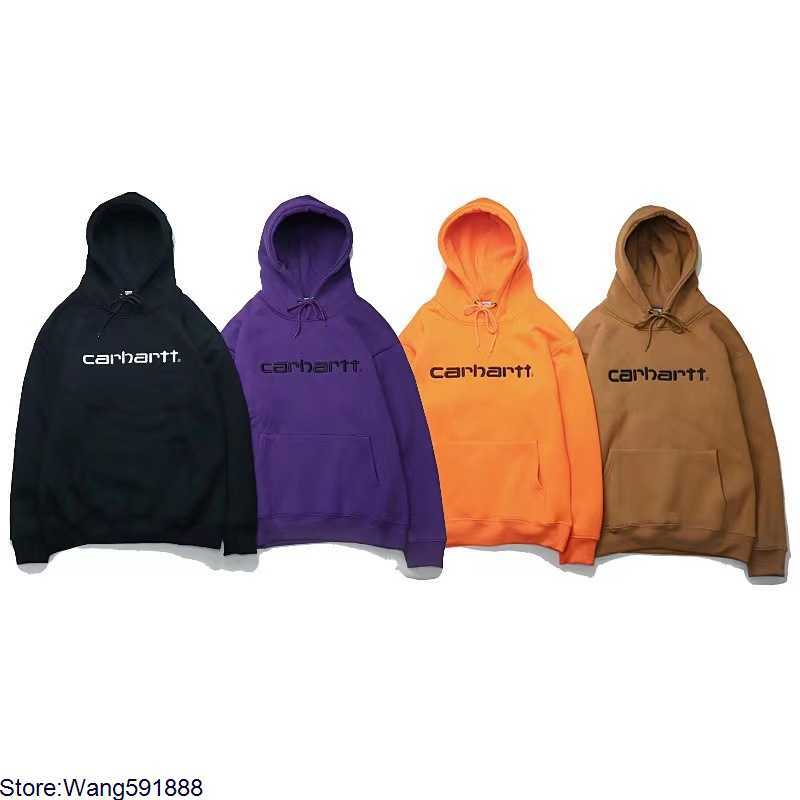 

2023 New Men's Hoodies Sweatshirt North America Brand Carhart Hoodie and Women's Autumn and Winter Embroidery Plush Relaxed Couple Hoodie, Black3