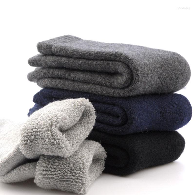 

Men's Socks 3 Pairs Men Winter Durable Canada 30 Degrees Below Zero Resist Cold Wool Thicken Pile Casual Fashion Calcetines, B navy