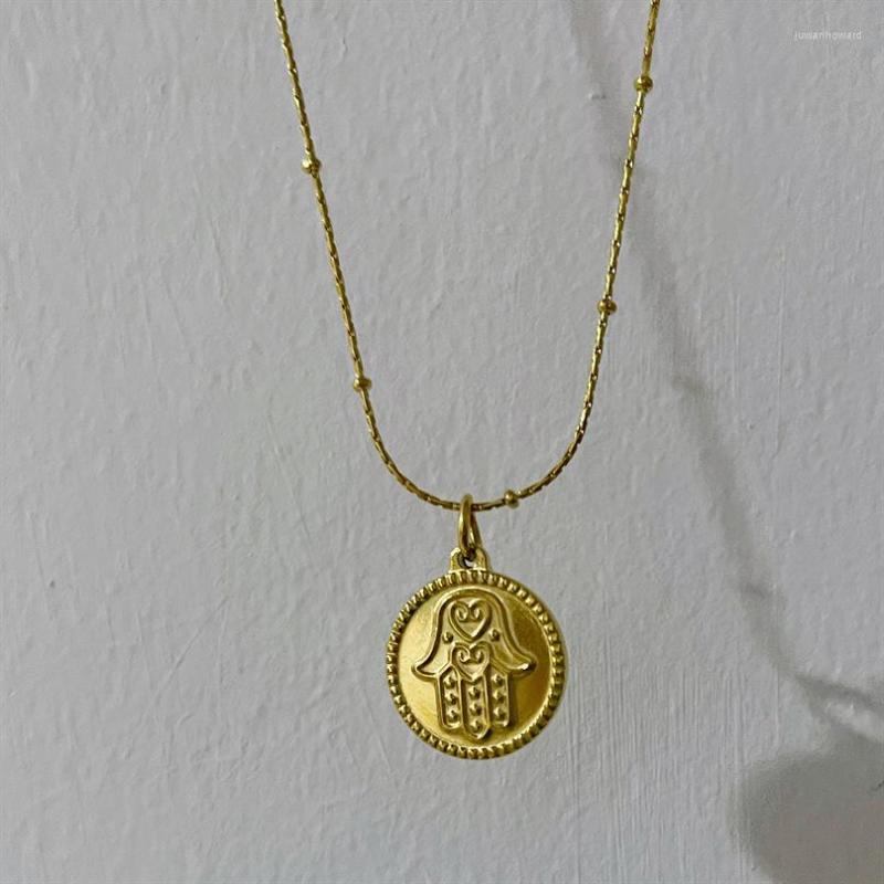 

Pendant Necklaces Hamsa Necklace For Women Fatima Hand Protection Muslim Jewelry Handmade Ethnic Non Tarnish