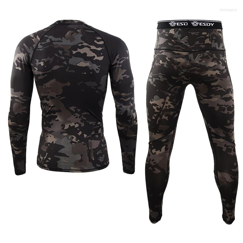 

Men' Thermal Underwear Men Suits Spring Autumn Winter Thermo Long Sleeve Johns For Male Fitness Quick Dry Shirt Tops Bottom Sets T5, Army green