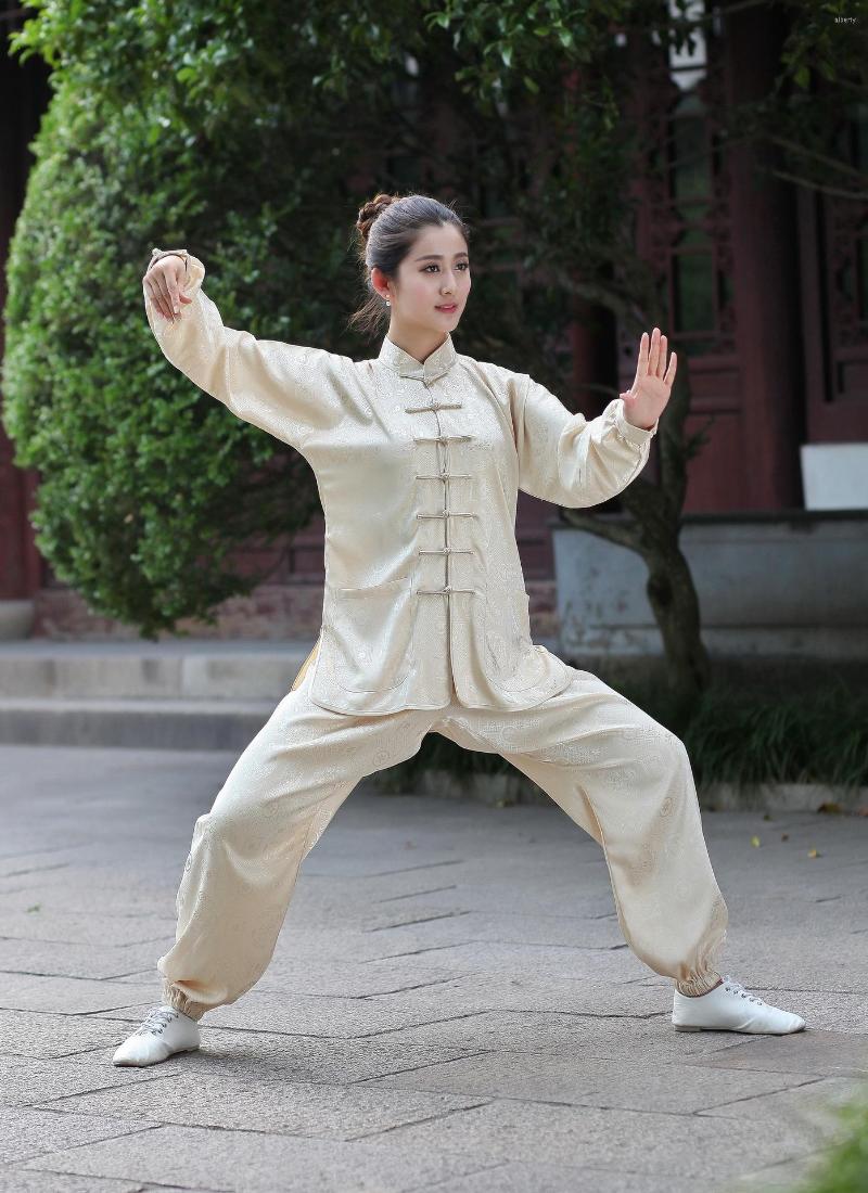 

Ethnic Clothing Chinese Wushu Uniform Man Women Stand Collar Floral Print Style Han Costume Stage Performance Wear