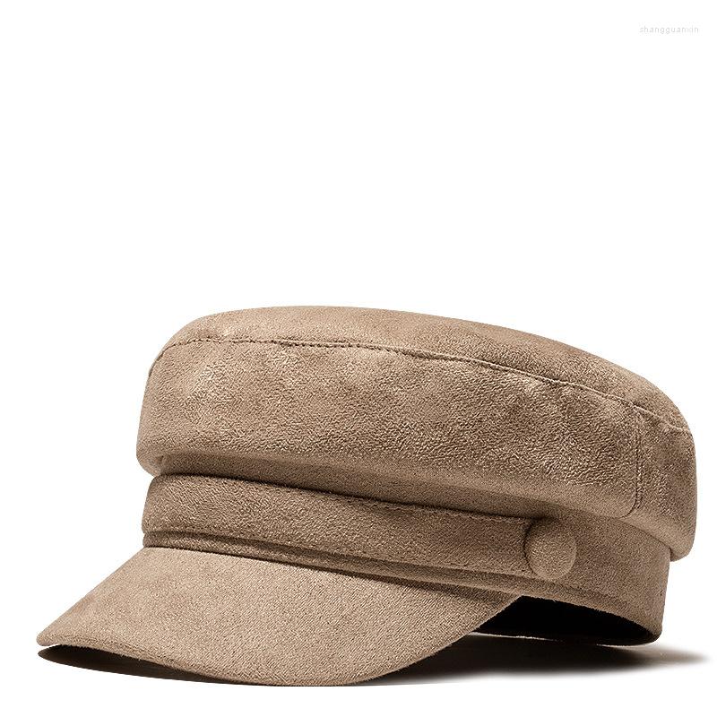 

Berets Autumn And Winter Versatile Women's Hat Deerskin Velvet Military Fashion British Men's Beret Leisure Art Painter's, Black