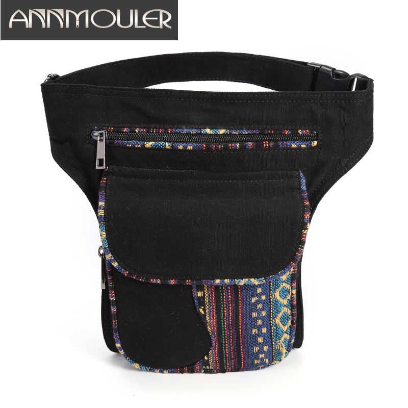 

Waist Bags Annmouler for Women Bohemian Style Fanny Pack Ladies Hip Patchwork Phone Pockets Large Capacity Leg Purse 221208, Blue4