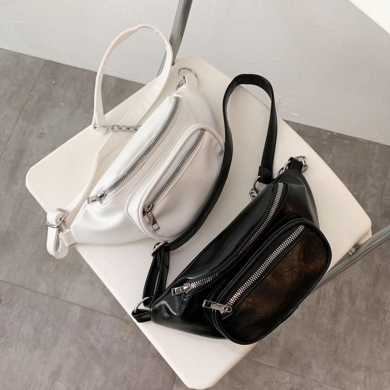 

Waist Bags Dihope Womens Spring Wild Female Super Wave Shoulder Fashion Phone Pouch Soild Color Leather Belt Chest Bag 221208, Black