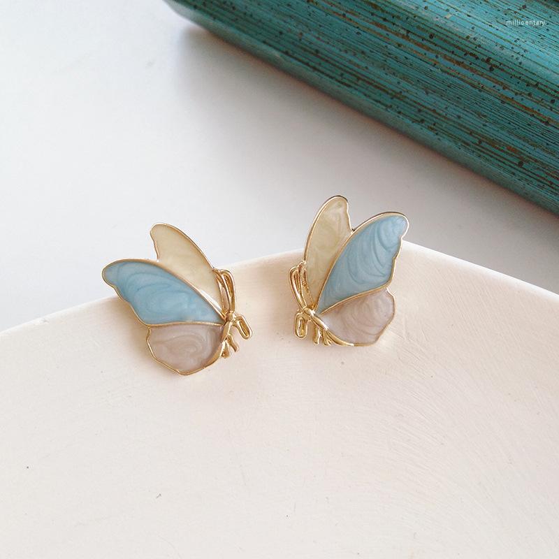 

Backs Earrings Fashion Cute Rhinestone Gold Color Butterfly Clip On No Hole For Women Piercing Fake Cartilage Earring Gifts