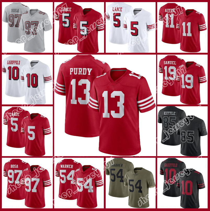 

San 13 Brock Purdy Trey Lance George Kittle jersey Christian McCAFFREY Franciscos Nick Bosa Talanoa Hufanga Football Deebo Samuel Fred Warner 49er Jimmy Garoppolo, Custom youth (49ren)