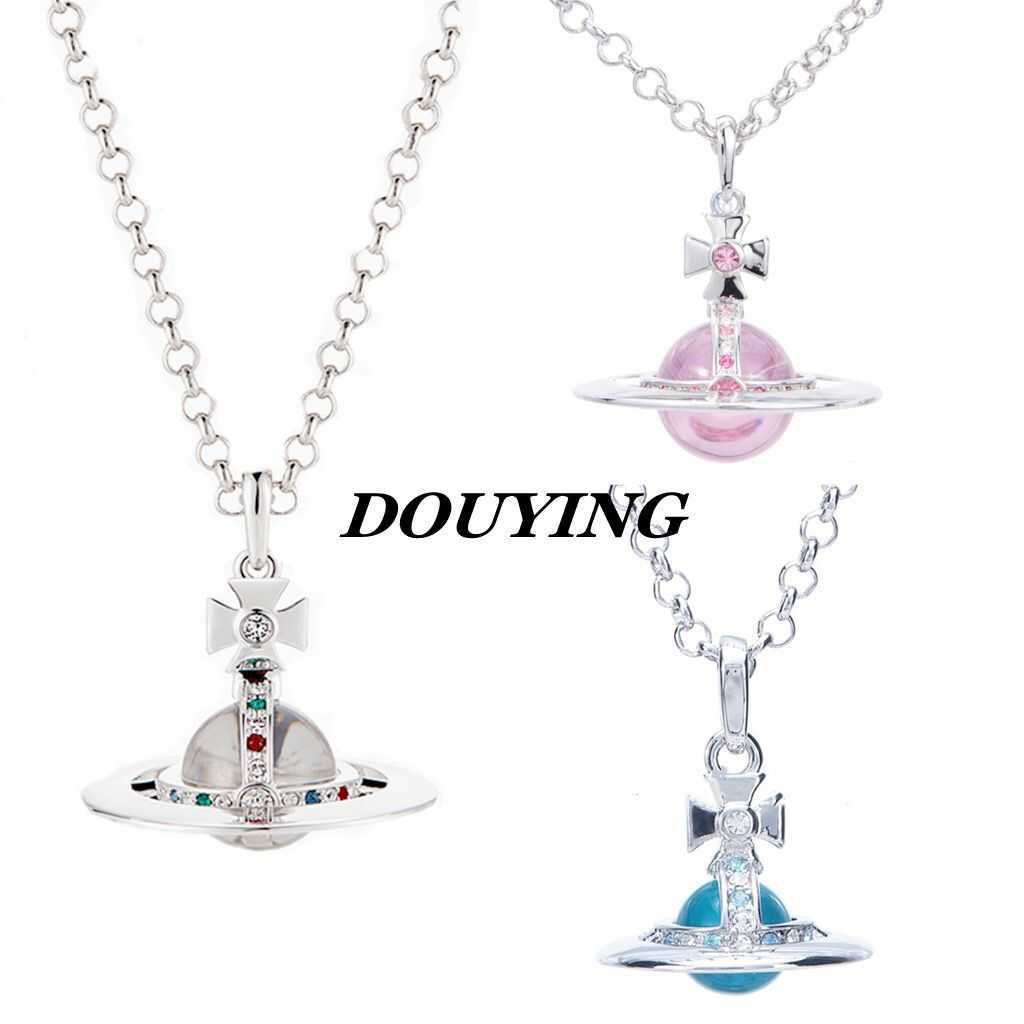 

Designer vivina necklace Western Empress Glass Stereoscopic Saturn ORB Necklace Chain Light Small