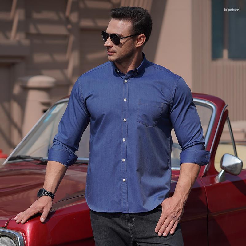 

Men's Casual Shirts Men's Stretch Denim Solid Color Long Sleeve Loose Shirt Oversize Fashion Large Size 6XL 7XL 8XL 10XL Plus, Blue
