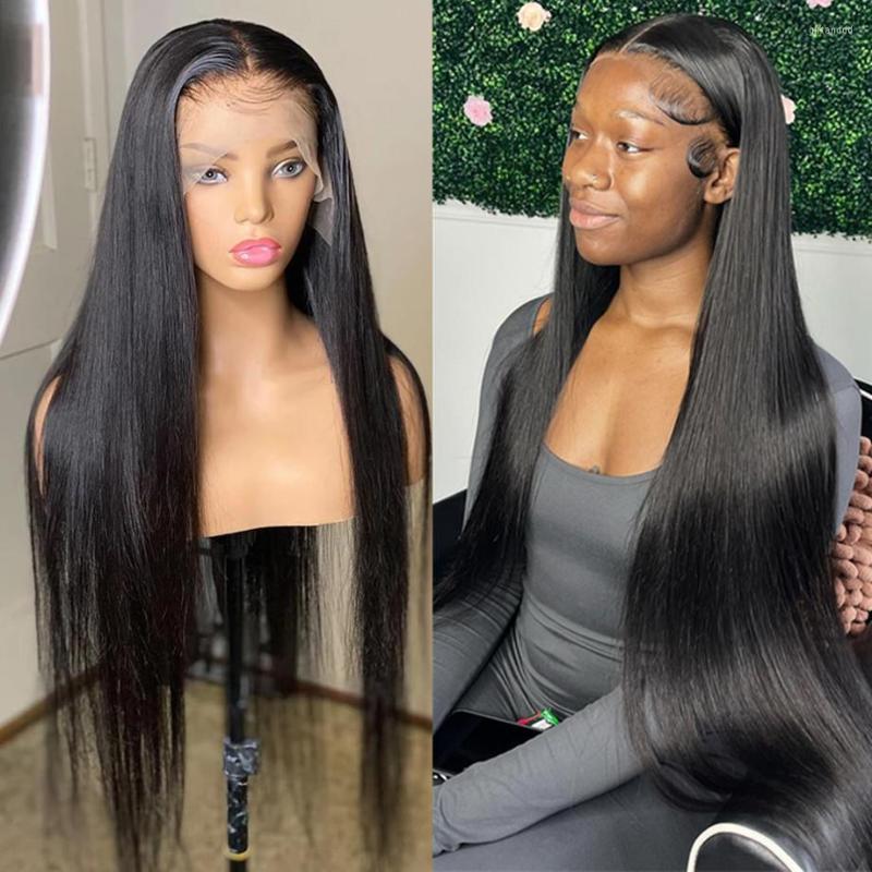 

Transparent 13x4 Lace Front Human Hair Wigs Brazilian Straight Frontal Wig For Black Women Pre Plucked 4x4 Closure, Picture shown