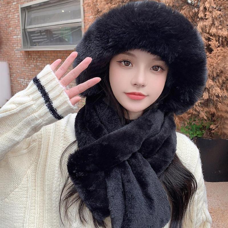 

Berets Women Winter Hat Scarf Knitted Outdoor Skiing Ear Protection, Khaki