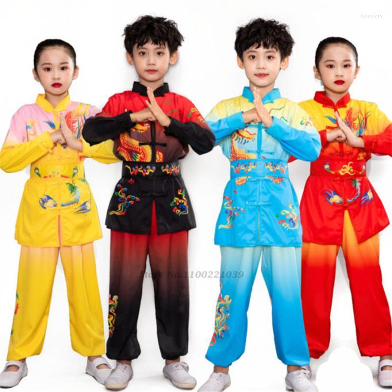 

Ethnic Clothing 2022 Children Chinese Traditional Wushu Kids Martial Arts Uniform Suit Girls Boys Stage Performance Costume Set