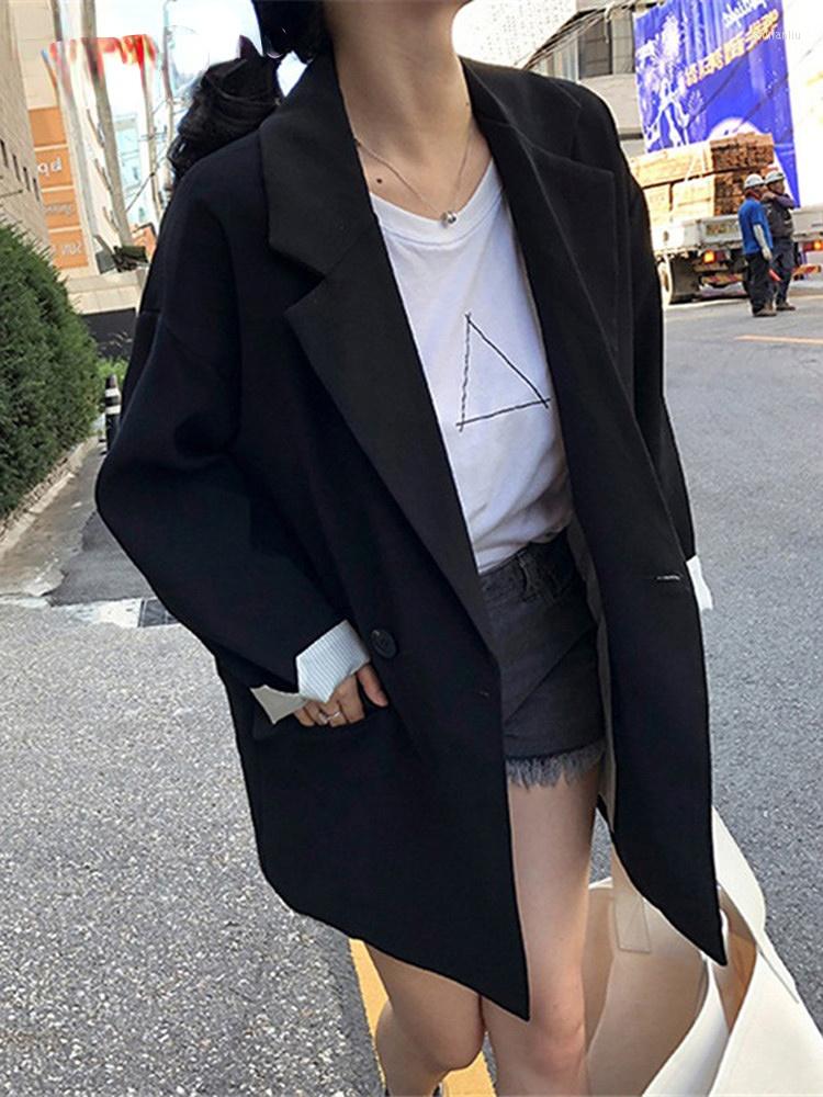 

Women' Suits Casual Loose Women Blazer Jackets Work Business Suit Coat Vintage Bouble Breasted Office Lady Long Blazers Autumn, Black