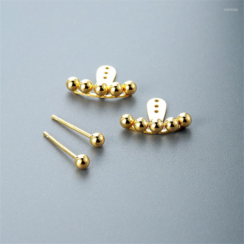 

Stud Earrings Design Sense Back Hanging Gold Bean For Woman 2022 Korean Fashion Jewelry Unusual Accessories Goth Party Girls
