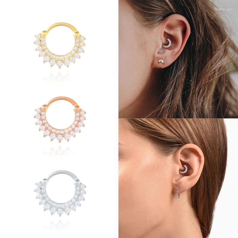 

Hoop Earrings CANNER 1PCS INS Bling 925 Sterling Silver Charm Earring For Women Men Couples Pendiente Plata Ear Bone Buckle