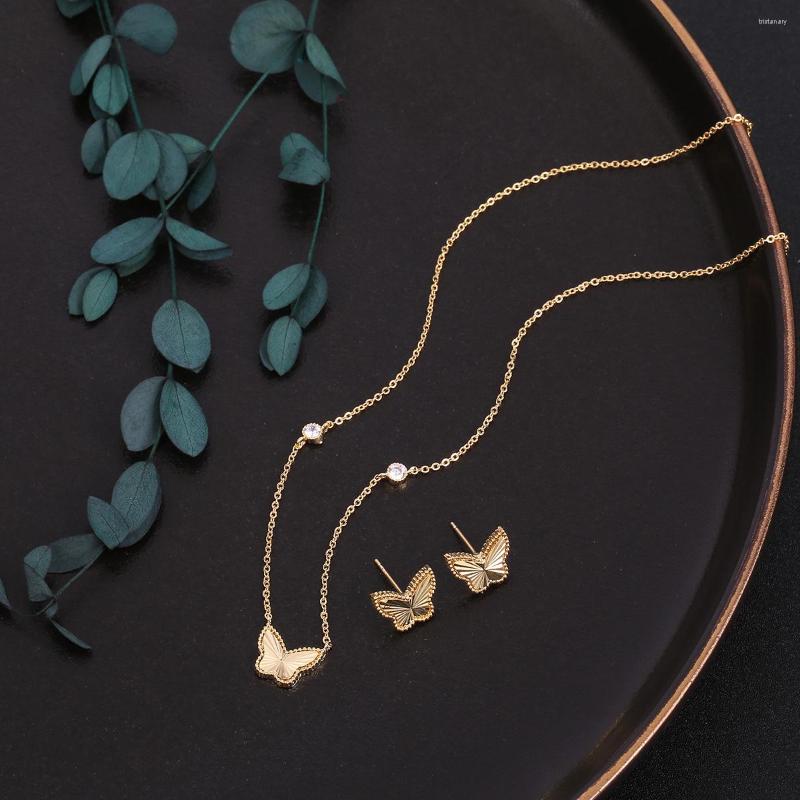 

Necklace Earrings Set Fashion Romatic Women's Sweet 2 Pcs & Butterfly Design Jewelry Accessory For Girl, Picture shown
