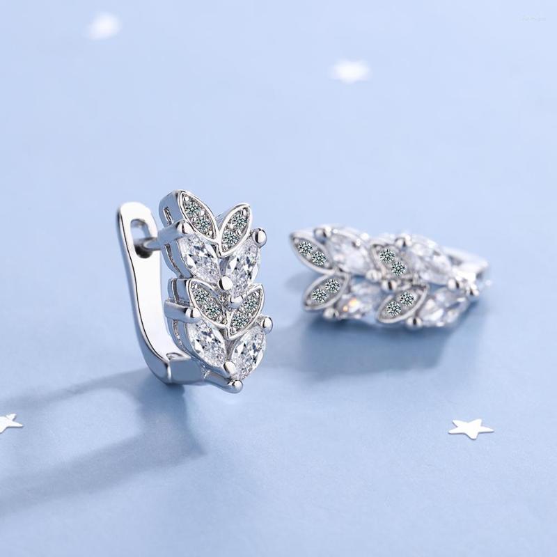 

Hoop Earrings Moissanite Crystal Olive Leaf Vintage Jewelry For Women