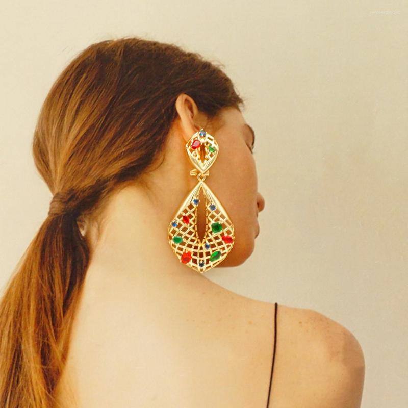 

Dangle Earrings Wedding Drop Earring Gold Color Hollow Out Metal Pendant African Jewelry Gift 2022