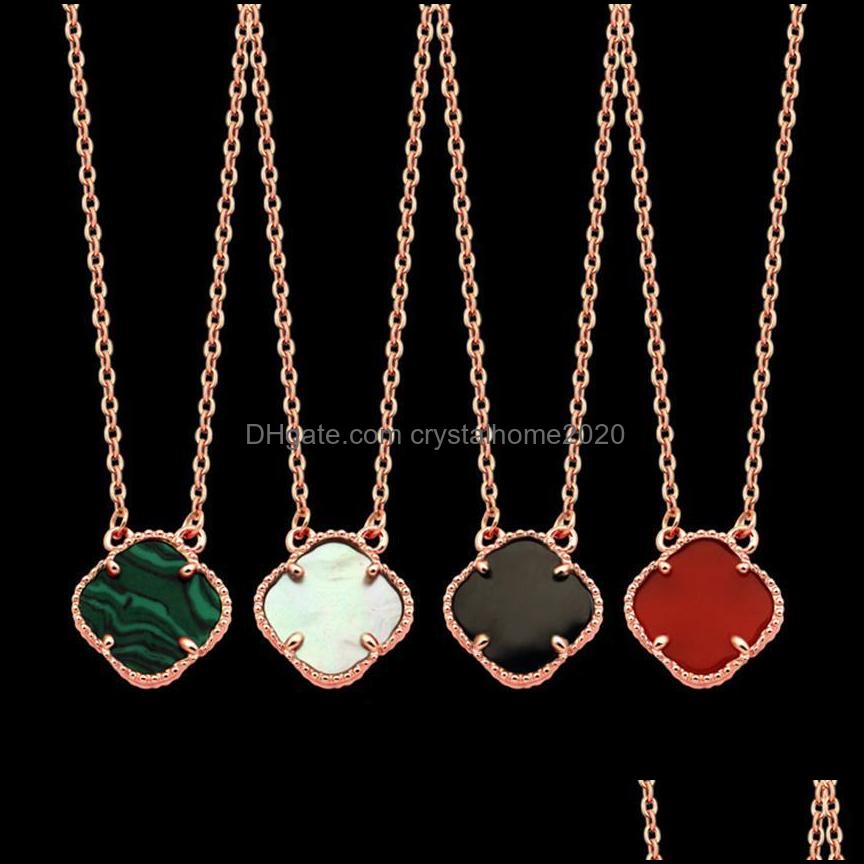 

Pendant Necklaces Top Quality Classic Style Women Luxury Designer Necklace Stainless Steel Four Leaf Clover Necklaces Pendants Coupl Otn7R