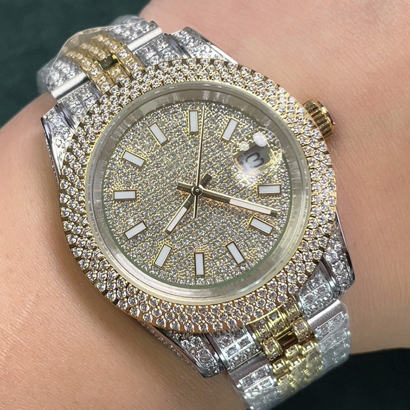 

Watch Mens Watch Diamond Mechanical Watches Stainless Steel Strap Men WristWatch Waterproof Design WristWatches For Man 40mm, Color 4