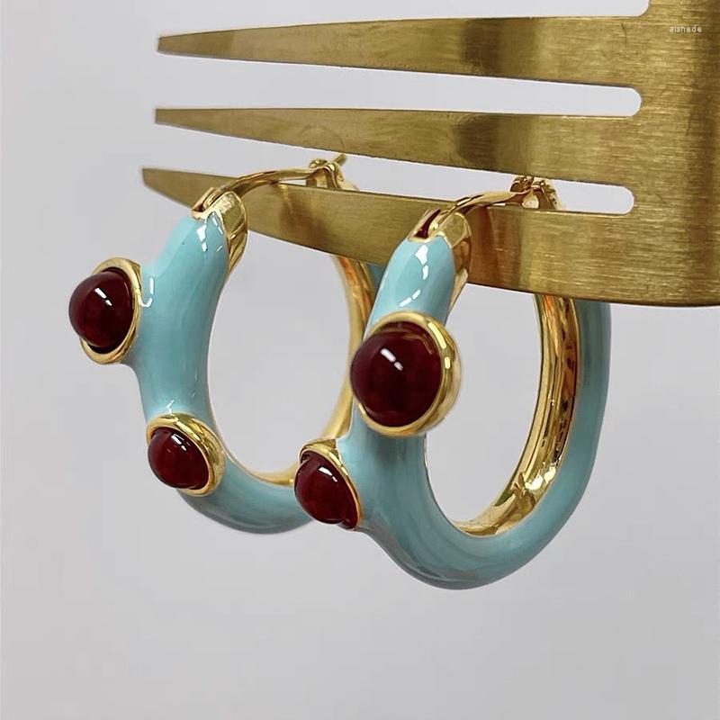 

Hoop Earrings Design Enamel Color Round Circle For Women Creative Metal Geometric Huggie Hoops Jewelry Pendientes